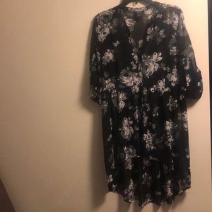 Sheer floral tunic.